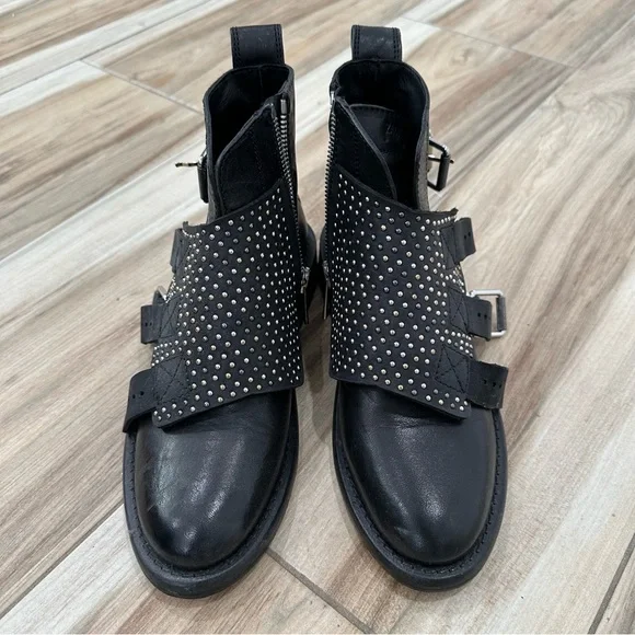 Zadig & Voltaire Black Ankle Boots with Silver Studs - Picture 2 of 6